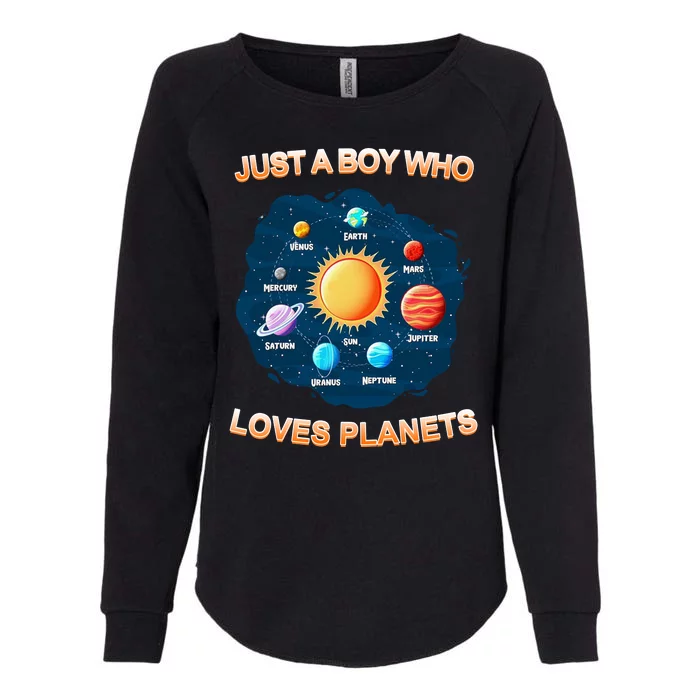 Just A Boy Who Loves Planets Womens California Wash Sweatshirt