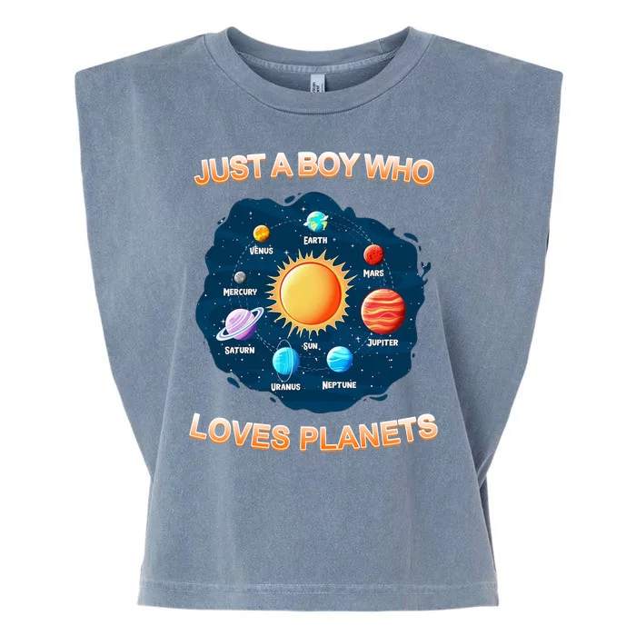 Just A Boy Who Loves Planets Garment-Dyed Women's Muscle Tee