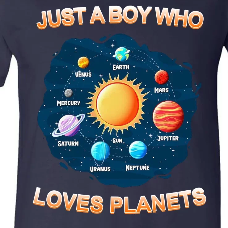 Just A Boy Who Loves Planets V-Neck T-Shirt