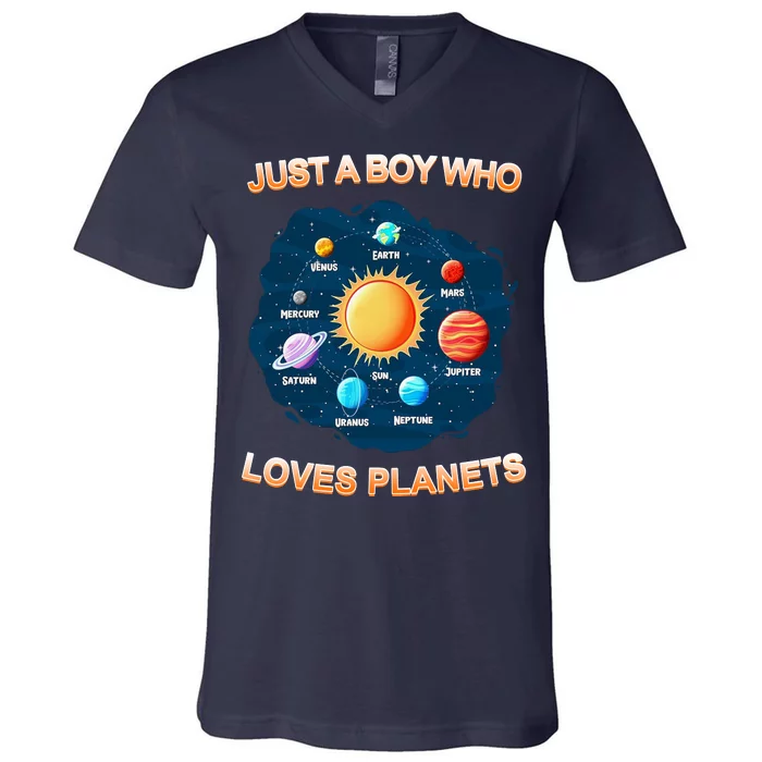 Just A Boy Who Loves Planets V-Neck T-Shirt