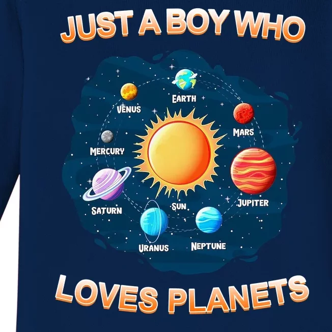 Just A Boy Who Loves Planets Baby Long Sleeve Bodysuit