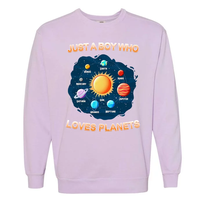 Just A Boy Who Loves Planets Garment-Dyed Sweatshirt