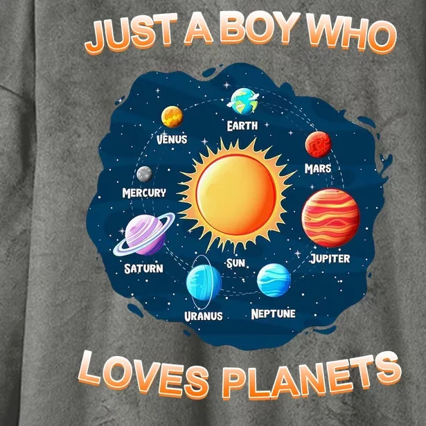 Just A Boy Who Loves Planets Hooded Wearable Blanket