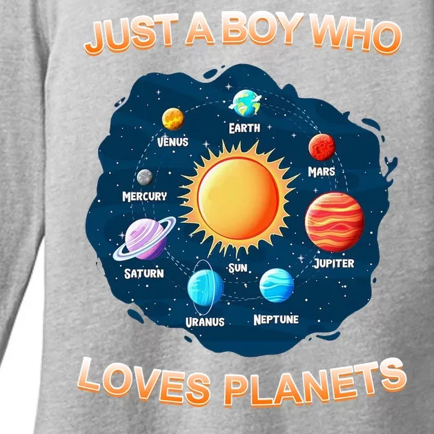 Just A Boy Who Loves Planets Womens CVC Long Sleeve Shirt