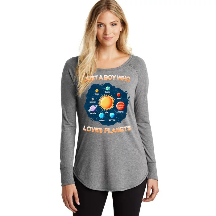 Just A Boy Who Loves Planets Women's Perfect Tri Tunic Long Sleeve Shirt