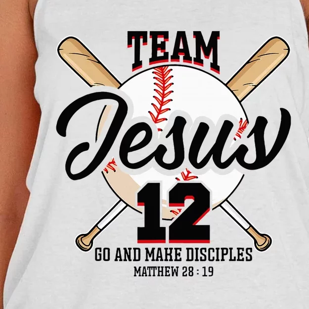 Jesus And Baseball Team Jesus Christian Matthew 2819 Love Women's Knotted Racerback Tank