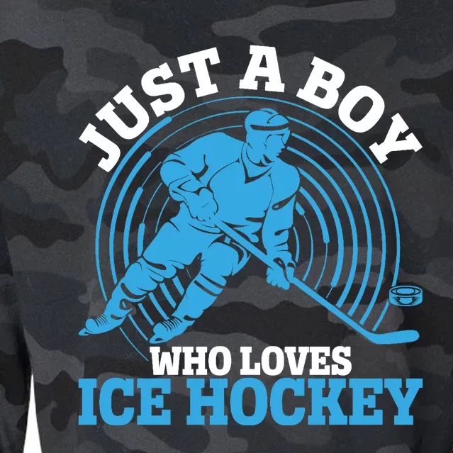 Just A Boy Who Loves Ice Hockey For Hockey Cropped Pullover Crew