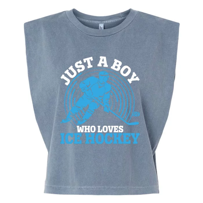 Just A Boy Who Loves Ice Hockey For Hockey Garment-Dyed Women's Muscle Tee