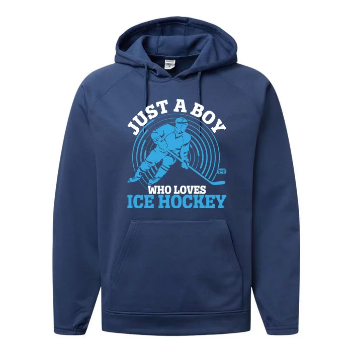 Just A Boy Who Loves Ice Hockey For Hockey Performance Fleece Hoodie