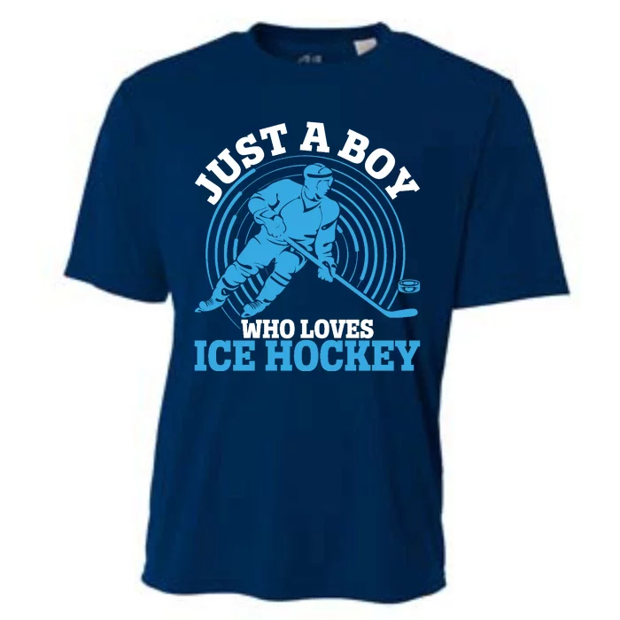 Just A Boy Who Loves Ice Hockey For Hockey Cooling Performance Crew T-Shirt