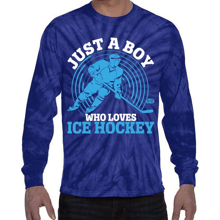 Just A Boy Who Loves Ice Hockey For Hockey Tie-Dye Long Sleeve Shirt