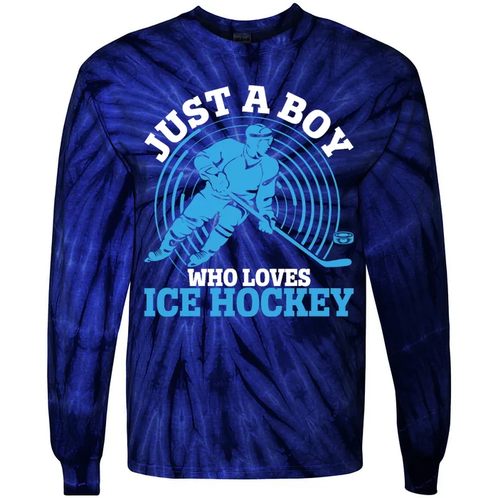 Just A Boy Who Loves Ice Hockey For Hockey Tie-Dye Long Sleeve Shirt