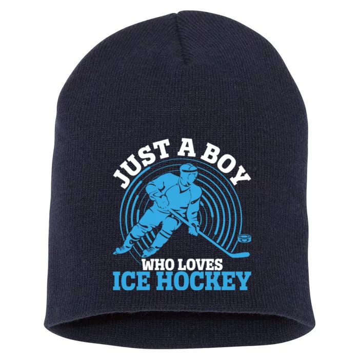 Just A Boy Who Loves Ice Hockey For Hockey Short Acrylic Beanie