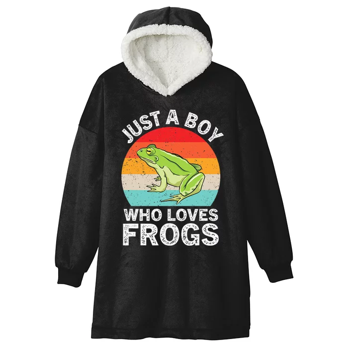 Just A Boy Who Loves Frogs Hooded Wearable Blanket