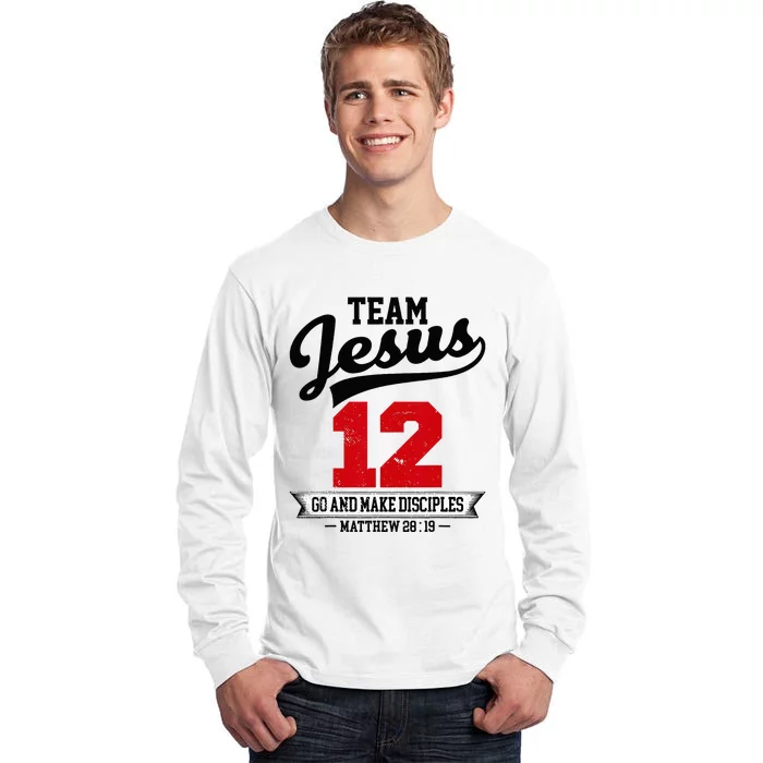 Jesus And Baseball Team Jesus Christian Matthew 28 19 Love Tall Long Sleeve T-Shirt