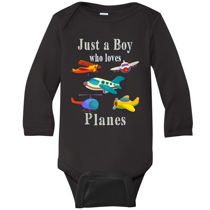 Just A Boy Who Loves Planes Airplane Baby Long Sleeve Bodysuit