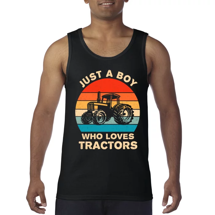 Just A Boy Who Loves Tractors Farm Kids Birthday Gift Tank Top