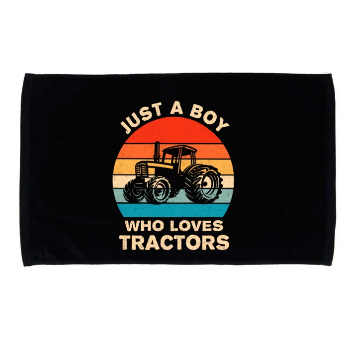 Just A Boy Who Loves Tractors Farm Kids Birthday Gift Microfiber Hand Towel