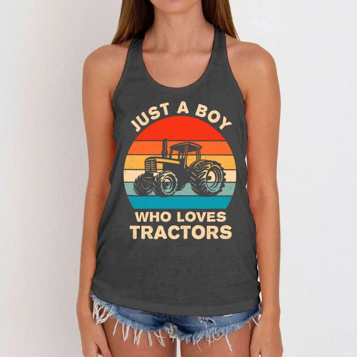 Just A Boy Who Loves Tractors Farm Kids Birthday Gift Women's Knotted Racerback Tank