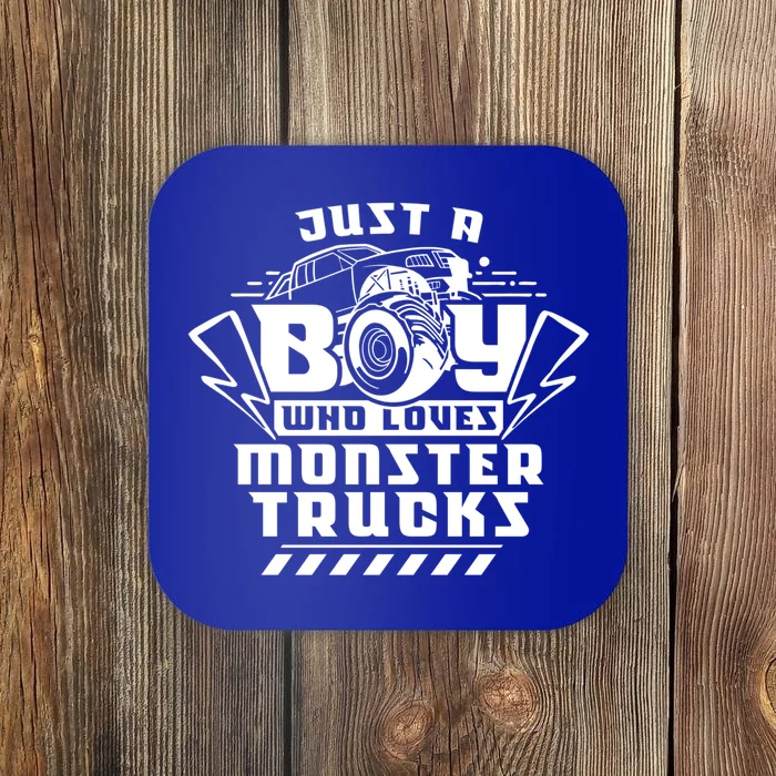 Just A Boy Who Loves Monster Trucks Monster Truck Driver Gift Coaster