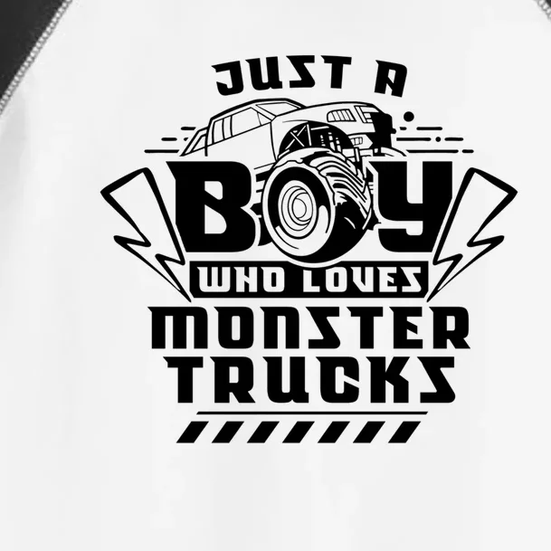 Just A Boy Who Loves Monster Trucks Monster Truck Driver Gift Toddler Fine Jersey T-Shirt