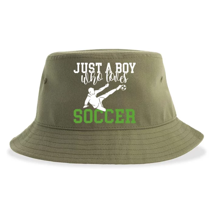 Just A Boy Who Loves Soccer Gift Sustainable Bucket Hat