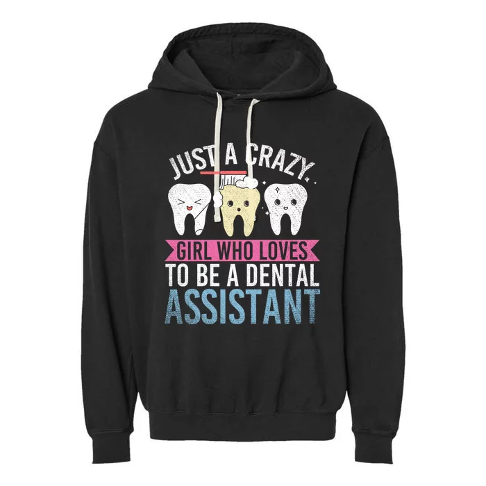 Just A Crazy Who Loves To Be A Dental Assistant Gift Garment-Dyed Fleece Hoodie