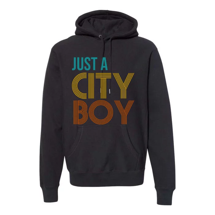 Just A City Boy Funny Premium Hoodie