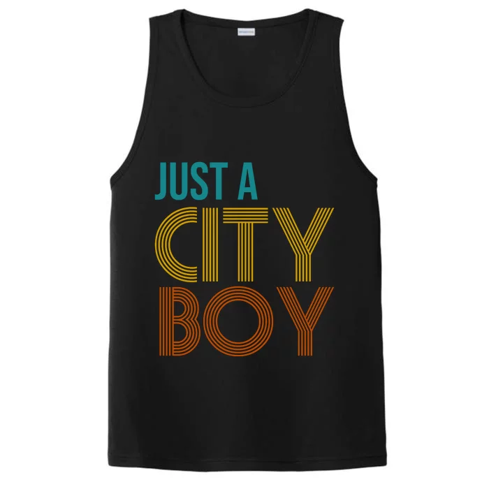 Just A City Boy Funny Performance Tank