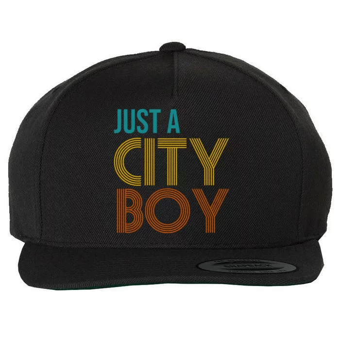 Just A City Boy Funny Wool Snapback Cap