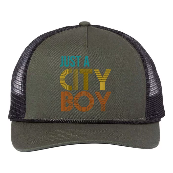 Just A City Boy Funny Retro Rope Trucker Hat Cap