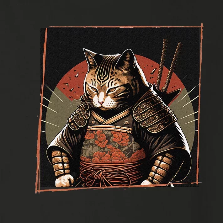 Japanese Art Cat Ninja Ukiyo-e Anime Style Samurai Cat Toddler Long Sleeve Shirt