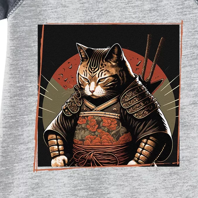 Japanese Art Cat Ninja Ukiyo-e Anime Style Samurai Cat Infant Baby Jersey Bodysuit