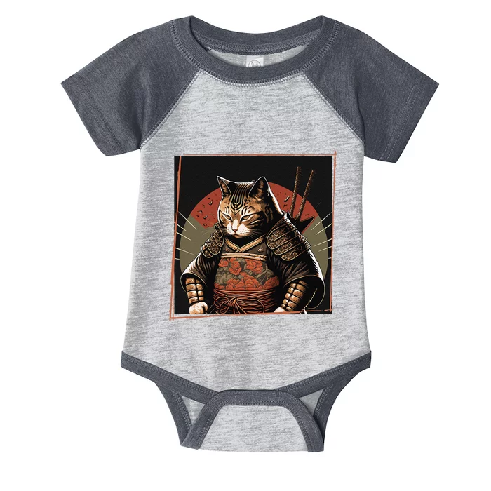 Japanese Art Cat Ninja Ukiyo-e Anime Style Samurai Cat Infant Baby Jersey Bodysuit