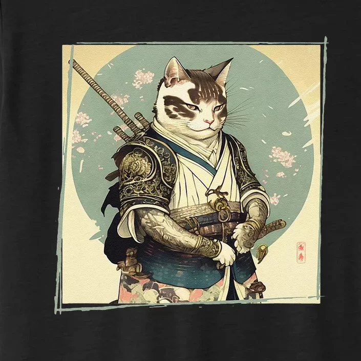 Japanese Art Cat Ninja Ukiyo-e Anime Style Samurai Cat ChromaSoft Performance T-Shirt