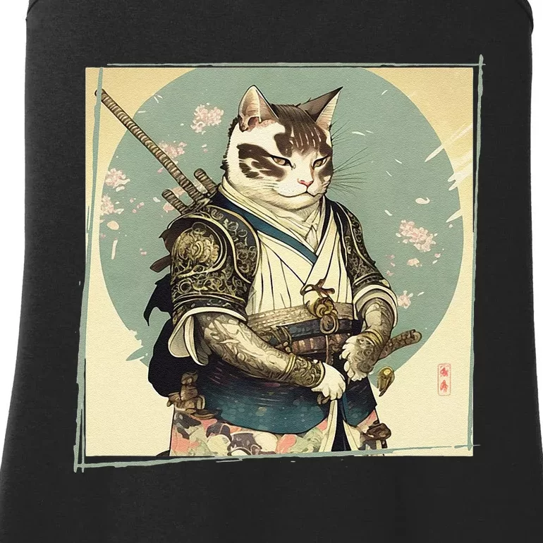 Japanese Art Cat Ninja Ukiyo-e Anime Style Samurai Cat Ladies Essential Tank