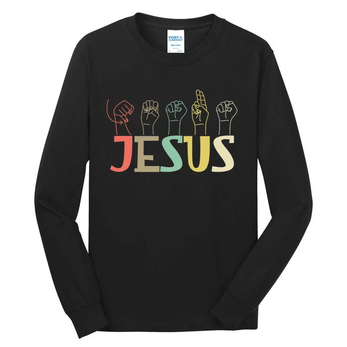 Jesus ASL Christian Deaf DHH ASL Teacher Sign Language Tall Long Sleeve T-Shirt