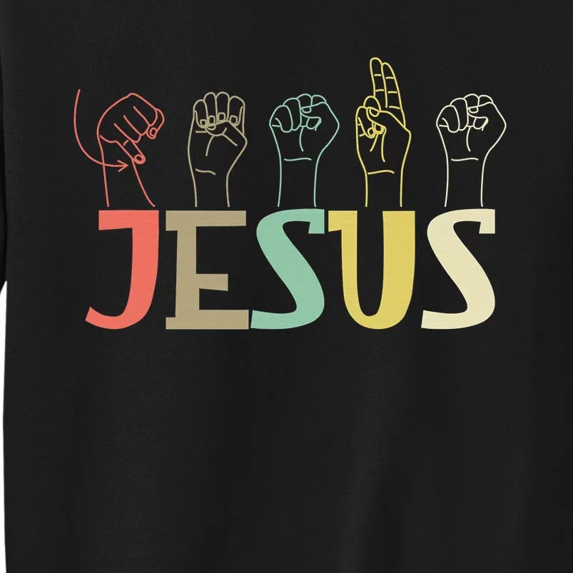 Jesus ASL Christian Deaf DHH ASL Teacher Sign Language Tall Sweatshirt