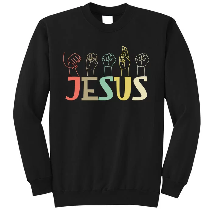 Jesus ASL Christian Deaf DHH ASL Teacher Sign Language Tall Sweatshirt