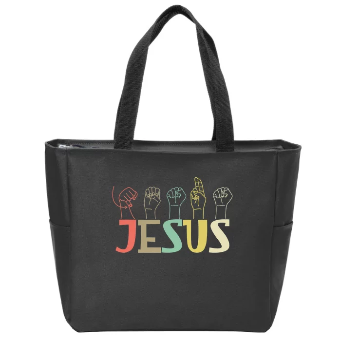 Jesus ASL Christian Deaf DHH ASL Teacher Sign Language Zip Tote Bag