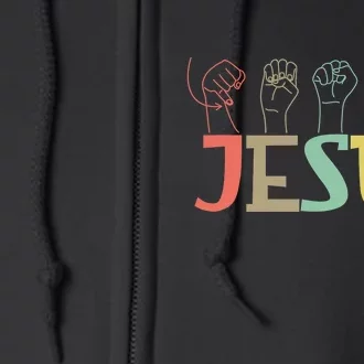 Jesus ASL Christian Deaf DHH ASL Teacher Sign Language Full Zip Hoodie