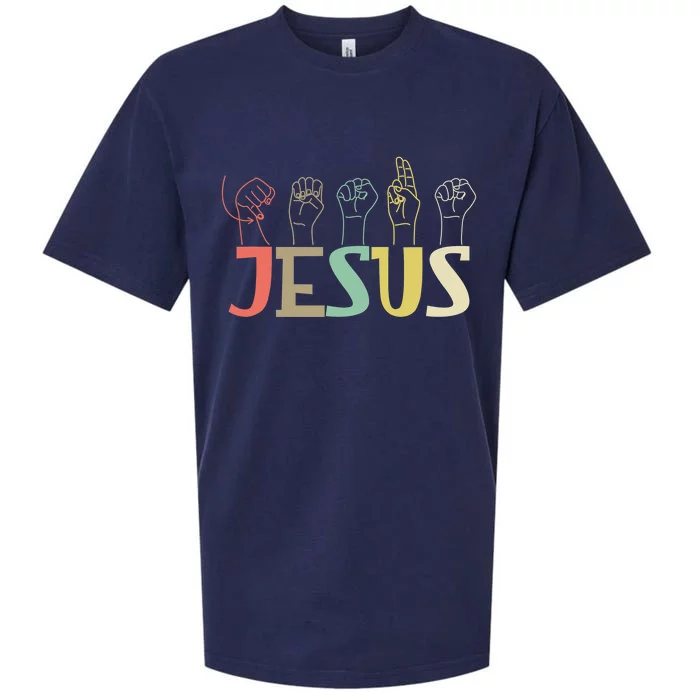 Jesus ASL Christian Deaf DHH ASL Teacher Sign Language Sueded Cloud Jersey T-Shirt