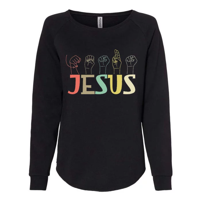 Jesus ASL Christian Deaf DHH ASL Teacher Sign Language Womens California Wash Sweatshirt