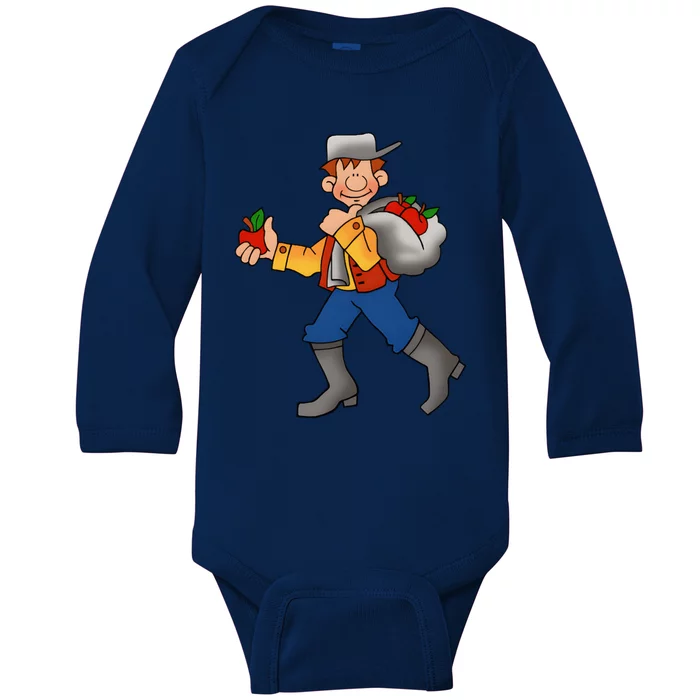 Johnny Appleseed Costume Funny Meme Baby Long Sleeve Bodysuit