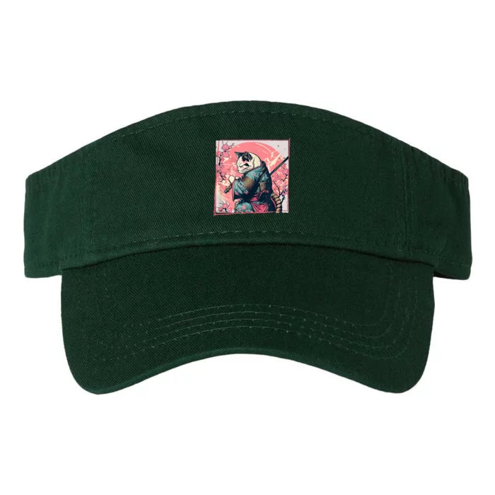 Japanese Art Cat Ninja Ukiyo E Anime Style Samurai Cat Valucap Bio-Washed Visor