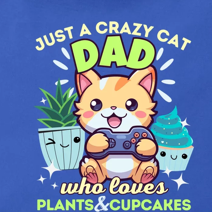 Just A Crazy Cat Dad Who Loves Plants Cupcakes And Gaming Funny Gift Zip Tote Bag