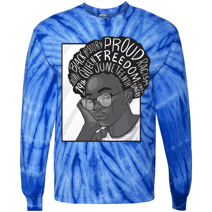 Juneteenth Afro Celebration Representation Gift Tie-Dye Long Sleeve Shirt