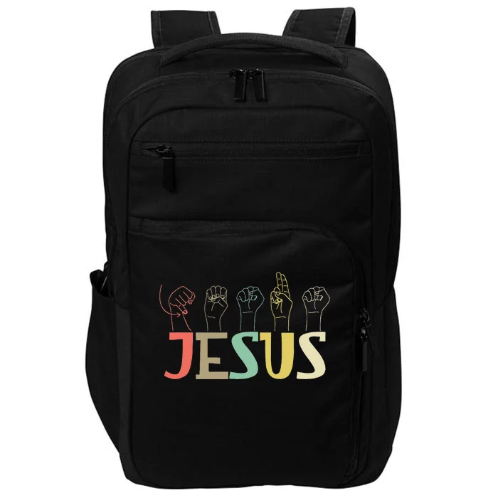 Jesus Asl Christian Deaf Dhh Asl Teacher Sign Language Impact Tech Backpack