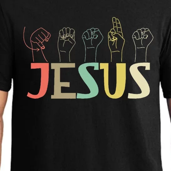 Jesus Asl Christian Deaf Dhh Asl Teacher Sign Language Pajama Set