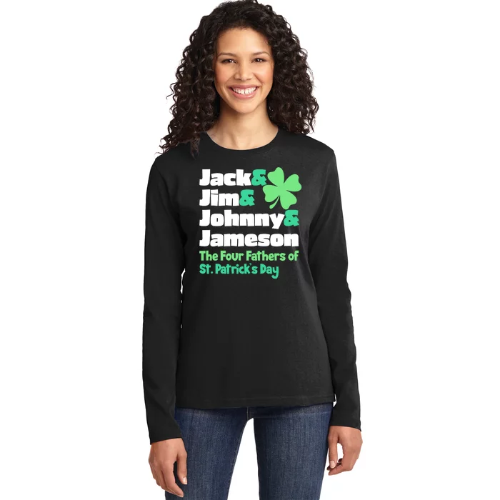 Jack Jim Johnny Jameson The Four Fathers Of St Patrick's Day Ladies Long Sleeve Shirt